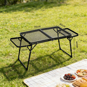 Table d'appoint polyvalente en aluminium avec plateau en maille, légère, idéale pour le patio, le coin détente au bord de la piscine et les pauses-café dans le jardin - Product Image 1