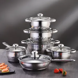 German Kitchenware Cooking Pot 12 PCS Stainless Steel Cookware Set - China  Cookware Set and Cookware price