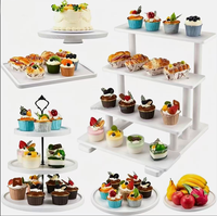 Soporte de Madera para Pasteles, Torre de Postres de Madera, Bandeja para Postres, Soporte para Cupcakes, Soporte de Tres Niveles para Servir Cupcakes Estilo Rústico