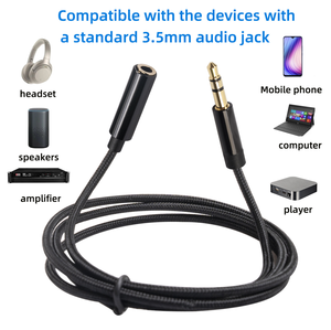 Câble d'extension audio auxiliaire 3,5 mm mâle-femelle tressé en nylon pour <span class=keywords><strong>iPhone</strong></span>, iPad, smartphones, tablettes, lecteurs multimédias - Product Image 2