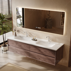 Modern MDF Bathroom Vanity Unit with <b>Smart</b> <b>Mirror</b> Lacquer Finish Wall-Mounted Base Durable Eco-Friendly Design - Product Image 3