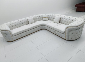 Conjunto de sofá blanco de alta calidad de fábrica de estilo de lujo para sala de estar, sofá de salón de acero inoxidable dorado, sofá, muebles de sala de estar de Hotel - Product Image 5