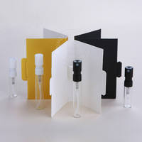 Flacon échantillon en verre transparent avec carte en papier pour tester les parfums et les huiles essentielles, rechargeable, idéal pour les voyages
