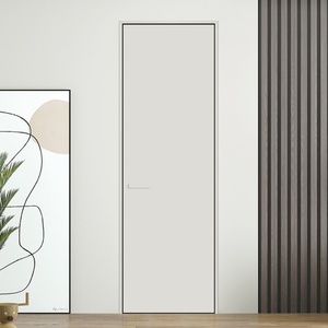 ประตูแบนกรอบอลูมิเนียมบางเฉียบที่ทันสมัยสำหรับการตกแต่งภายในห้องนอนการเปิดด้วยตนเองกันน้ำไม้เนื้อแข็งไฟเบอร์กลาสสามารถทาสีได้ - Product Image 3