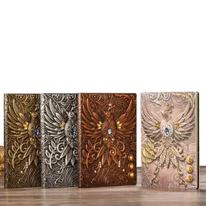 A5 Size Phoenix Design Hardcover Notebook Retro Diary Book Antique Handmade Daily Notepad Promotional Gifts Giveaways