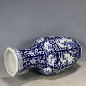 Emballage de cadeaux stocké bleu et blanc <span class=keywords><strong>dynastie</strong></span> <span class=keywords><strong>ming</strong></span> rustique antique glaçure <span class=keywords><strong>vase</strong></span> à fleurs - Product Image 3