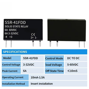 Relés de Estado Sólido SSR, Módulo de Relé Delgado de CC a CC, 3-32 VCC, 6 A, Mini Relé SSR-41FDD, Montaje en PCB, Sin Contacto, Alta Calidad - Product Image 2