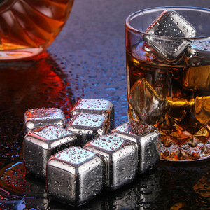 Custom logo 304 Stainless Steel Ice Tartar Summer Metal Quick-Frozen Bar Whiskey Ice <b>Cubes</b> - Product Image 1