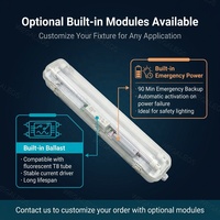 Luminaire linéaire LED étanche IP65 pour atelier industriel, type Batten, avec réflecteur T8, 2ft 4ft 600mm 1200mm, étanche à la vapeur