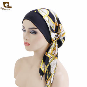Женские Стрейчевые шляпы-тюрбаны с широкими полями, ночные шапочки с этническим принтом, JDT-329C химиотерапии - Product Image 4