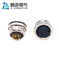 Conector de Panel Frontal M16 de 2 Pines a 19 Pines Hembra para PCB, Conector de Montaje Trasero con Cable para Soldar