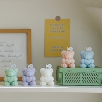 Bougie parfumée personnalisée faite à la main fleur rose ours Cadeau de décoration de mariage pour la Saint-Valentin Bougies aromatiques décoratives en cire de soja parfumée