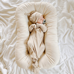 Hongbo Designer Knit Baby Gown Night Wholesale Private Label Baby <strong>Sleepsuit</strong> Bamboo Fiber Solid Colors Luxury Baby Gown - Product Image 2