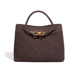 Nouveau sac bandoulière avec sangles, sac fourre-tout Carlos Fashion, cuir PU, tissé à la main, grande taille, hiver 2023, vert olive, marron - Product Image 5