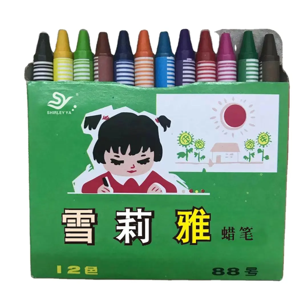 SHIRLEY YA Bright Colors Non Toxic Wax Crayons Painting Pastel Color Pencil Charcoal Set Small Stationery Set for Children Art