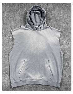 Camiseta sin Mangas para Hombre, 100% Algodón, Transpirable, Estilo Hip Hop, Chaleco con Capucha, Decoración con Botones, Informal, para Entrenamiento, con Estampado de Leopardo - Product Image 6