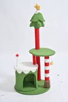 Arbre à chat de Noël avec condo, poteaux à gratter en sisal, mobilier interactif pour chat, centre d'activités