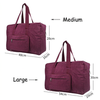 Sac de voyage pliable et portable pour le sport et les loisirs, grande capacité, avec fermeture éclair, couleur unie, en polyester, pour l'extérieur