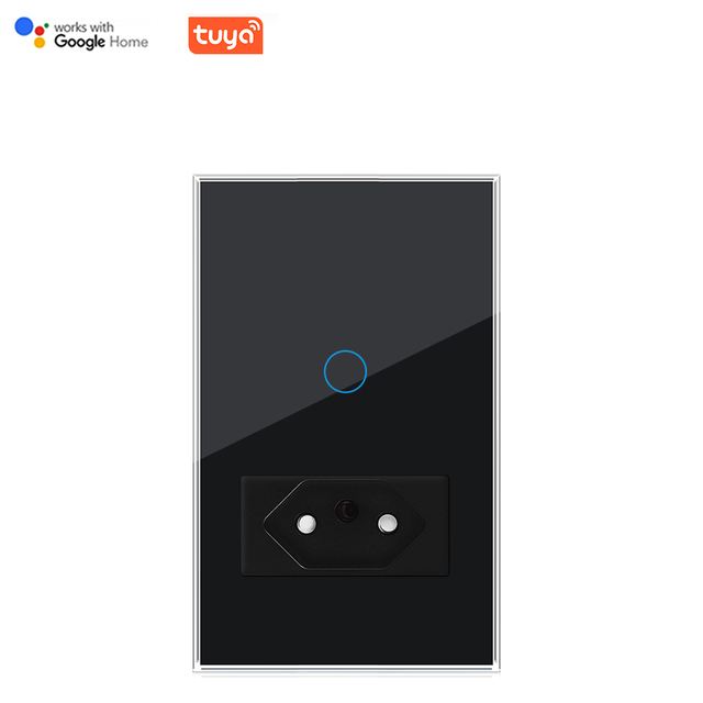 Tuya Smart Home Switches USB Outlet Brazil Socket Glass Panel with Smart Switch & Non-Intelligent Wifi Connectivity