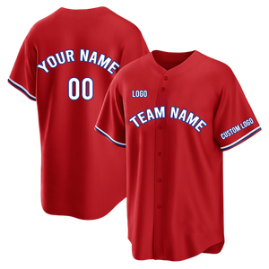 Toptan formalar özelleştirilmiş Philadelphia abd takımı beyaz-kırmızı çizgili düğme tarzı özel ucuz dikişli beyzbol forması - Product Image 2