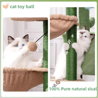 Arbre à chat mignon en forme de cactus pour chatons, griffoir pour chats d'intérieur, en bois écologique et sisal, petite tour verte pour chat avec balles