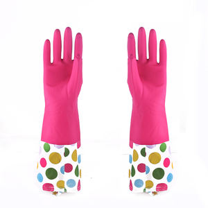 ホットメールロングピンク暖かいコットンPVC家庭用ゴムSarung Tanganカスタマイズプラスチック手袋] - Product Image 5