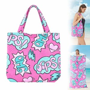 <span class=keywords><strong>Sac</strong></span> fourre-tout en tissu éponge Pop Art pour femme, imprimé bande dessinée, <span class=keywords><strong>sac</strong></span> de plage, <span class=keywords><strong>sac</strong></span> à <span class=keywords><strong>main</strong></span> OMG en tissu éponge avec poignées courtes, <span class=keywords><strong>sac</strong></span> de piscine d'été - Product Image 1