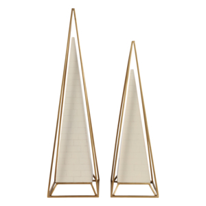 Sculture Decorative a Forma di Piramide in Ferro e Resina per Soggiorno, Ufficio, Bagno, Scaffale e Tavolino da Caffè - Product Image 4