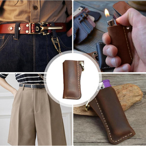 เคสหนังม้าบ้าแบบข้ามพรมแดน, จี้หัวเข็มขัดรูปเกือกม้า, เคสป้องกันไฟแช็คแบบพกพา, พวงกุญแจ - Product Image 5