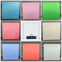 Backdrop Kain Tension Ukuran Kustom 8*8ft 10ft, Cover Sarung Bantal Dinding Bunga Desain 3D, Stand Photobooth Portabel Rangka Aluminium