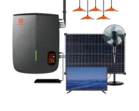 JUA Energy 100W แผงโซลาร์เซลล์,12V DC พัดลมพลังงานแสงอาทิตย์32นิ้ว TV พลังงานแสงอาทิตย์ LED ระบบพลังงานแสงอาทิตย์ในร่มสำหรับแอฟริกา