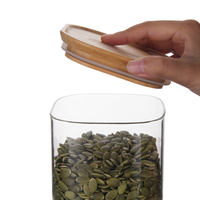 Ensemble de 3 pots de conservation en verre borosilicate avec couvercle en bambou, design moderne, hermétiques, pour épices, idéal pour les cadeaux