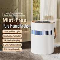 Nouvel humidificateur sans brume, humidificateur à forte production de brume avec purification de l'air, mini purificateur d'ions négatifs portable pour la maison et le bureau