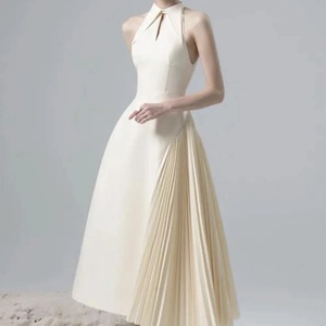 Vestido Bohemio Casual de Verano 2025, Nuevo, de Alta Calidad, Cintura Elástica, Largo hasta la Rodilla, con Parches, Lavable, Elegante, sin Mangas, Cuello en V - Product Image 3