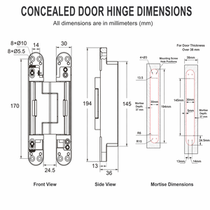Bisagra oculta para puerta, capacidad de carga de 90 kg, ajustable a 180 grados, de aleación de zinc, con amortiguador hidráulico de cierre suave para herrajes de puerta. - Product Image 4