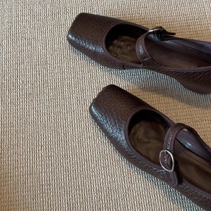 Zapatos Planos Mary Jane de Cuero Genuino Negro con Punta Cuadrada y Correa con Hebilla, que Aumentan la Altura, para Todas las Temporadas, para Mujer - Product Image 3