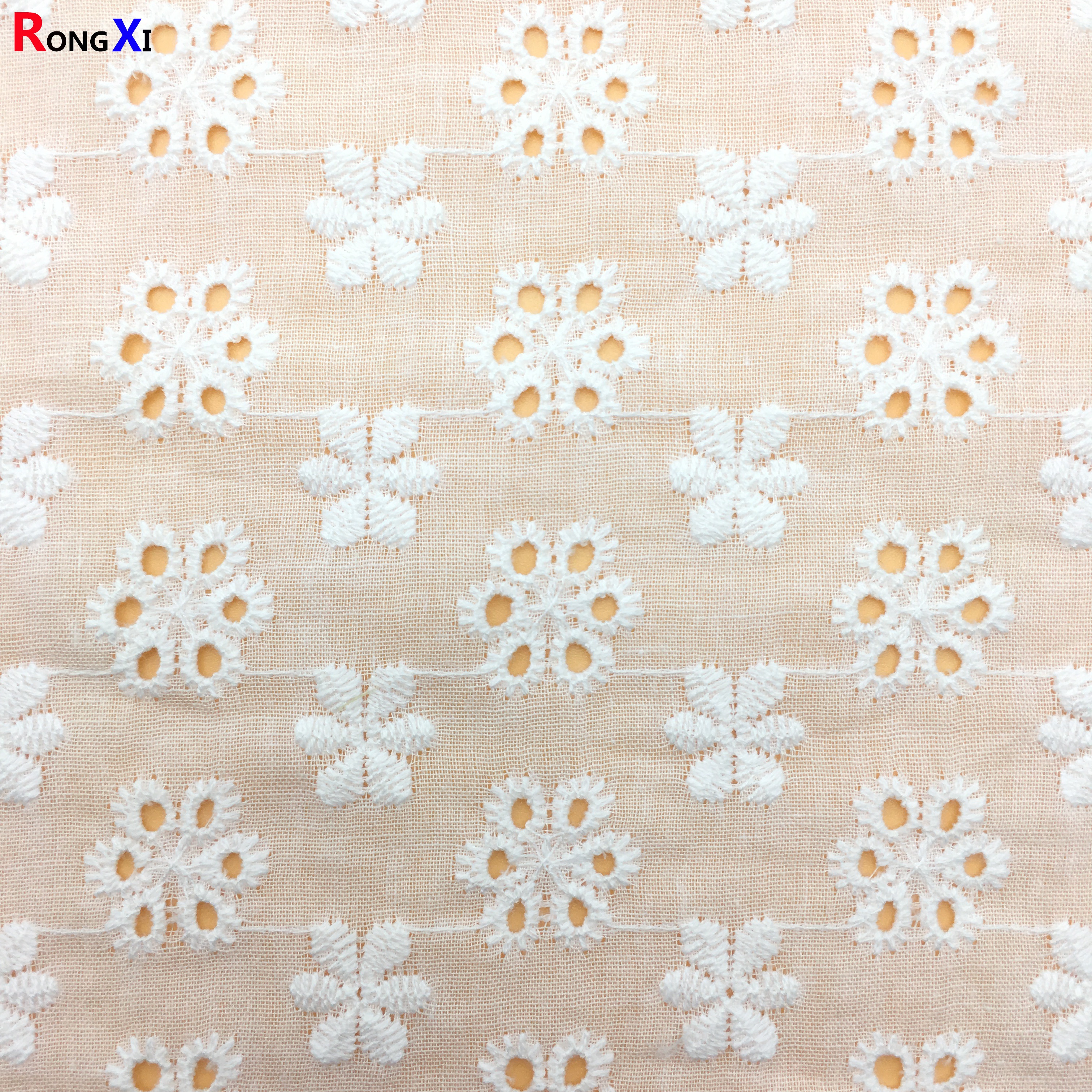 Hot Design RXF0462 Ready Bulk Professional Cotton Soft Embroidery Cotton Fabric for Baby and Women Clothing