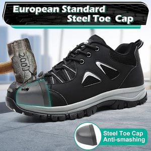 Chaussures de sécurité à embout d'acier S1P ESD, baskets de travail confortables, légères, noires, taille EU 42, pour travaux de construction - Product Image 4