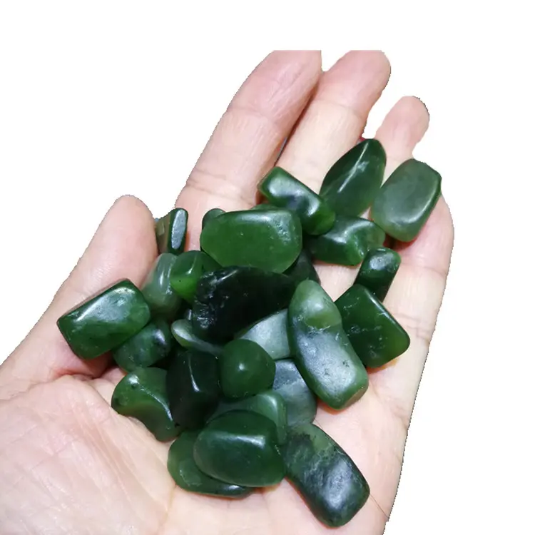 Natural crystal stone polished Healing stone green Hetian jade gravel tumbled stone