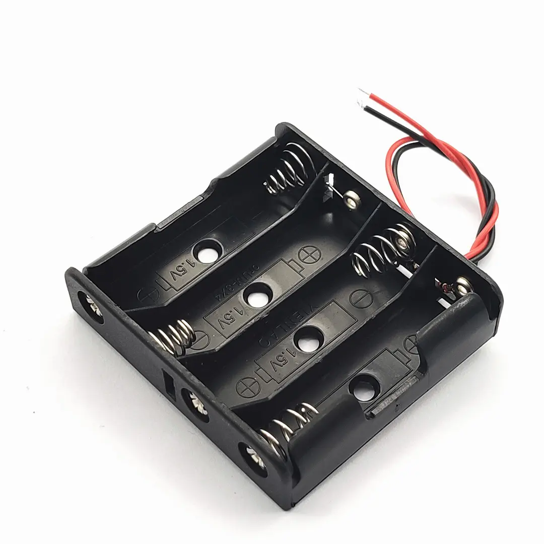 4 x AA 6V Power Battery Storage Case Plastic Box AA Battery Holder Case With Cable 4 Slots DIY