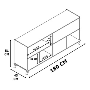 Modern Luxury 4-Door Wood Console Table 180cm Wide <b>TV</b> <b>Stand</b> Minimalist Storage Cabinet Convertible Design MDF <b>White</b> Accent - Product Image 6