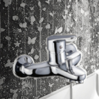 Robinet de douche mural pour baignoire, en alliage de zinc chromé, triple fonction, eau chaude et froide, avec cartouche céramique, 1 poignée, 2 trous