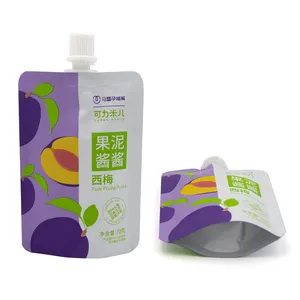 70g Pure Prune Puree Juice Stand Up Pouch OEM Matted Drink Spout Pouches For Jelly Fruit Spread Packaging with Cover