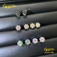 Boucles d'oreilles clous en grappe de moissanite de luxe en forme de fleur de 9 mm, certifiées GRA, en argent S925, avec fermoir à vis, vente en gros, best-seller