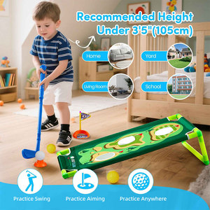 Nouvel ensemble de golf : Tapis de putting, planche de cornhole, 4 clubs, 10 balles, sac de transport – <span class=keywords><strong>Jouet</strong></span> sportif d'intérieur et d'extérieur pour enfants, idéal pour le jardin et comme cadeau d'anniversaire - Product Image 4