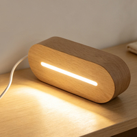 Base lumineuse ovale en bois USB à LED, 3 couleurs, pour affichage d'art en acrylique, cristal, résine, gravure laser 3D, décoration de veilleuse DIY