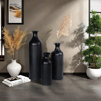 Vase à fleurs de 68cm de haut en métal doré et noir pour la décoration de la maison support de pot de fleur pour le balcon du salon
