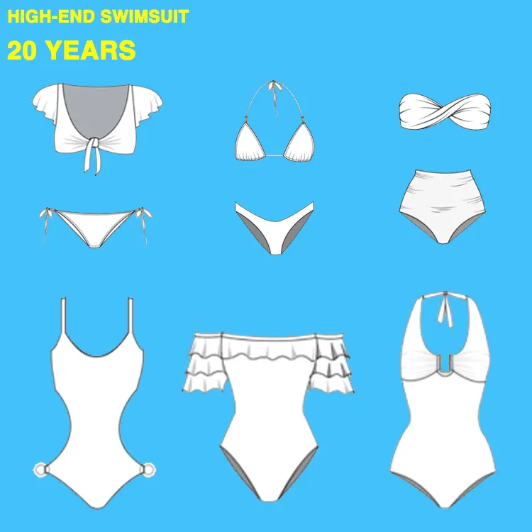 Fornitore della cina 2020 Custom Ragazze di Spalla Due Pezzi Sexy Costume Da Bagno di Design di Colore Solido Donna Costumi Da Bagno & Beachwear