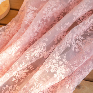 LS761 Pretty Pink Organza Cotton Thread Flower Embroidery <strong>Lace</strong> <strong>Fabric</strong> For Children's Clothing Women's Dress <strong>Fabric</strong> - Product Image 3