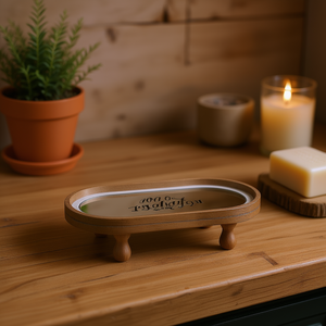 Parisloft - Soporte de Pedestal Ovalado de Madera Rústica, Mesa Blanca Decorativa, Organizador de Encimera Estilo Granja - Product Image 2